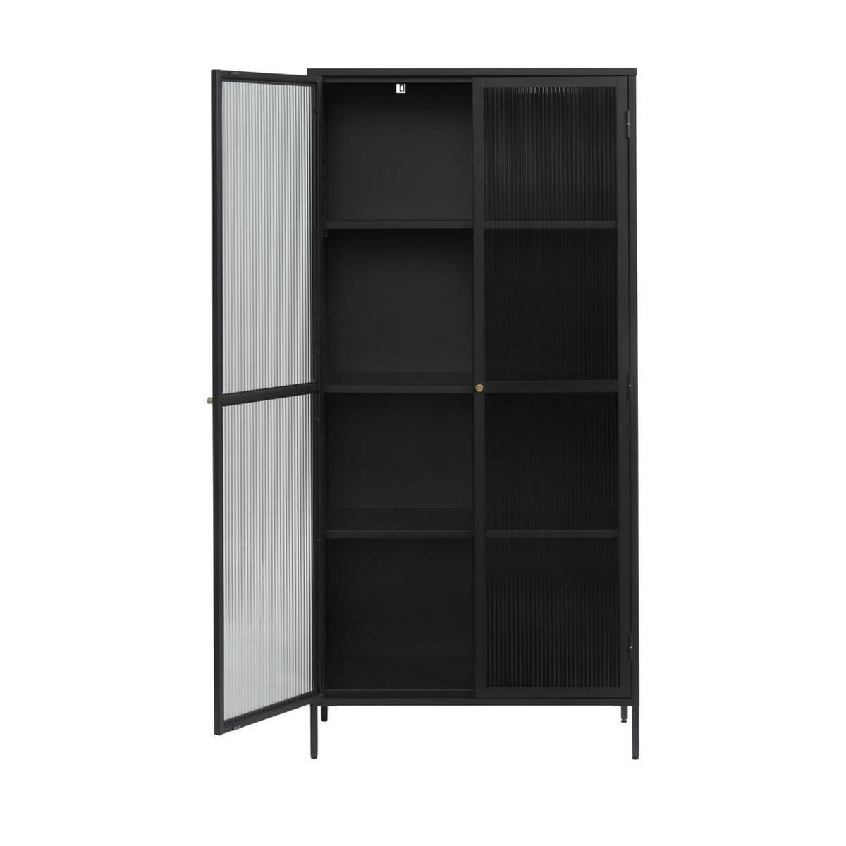VITRINE - Metall - Schwarz - Schwarz, Metall (90/190/40cm) - Drawer