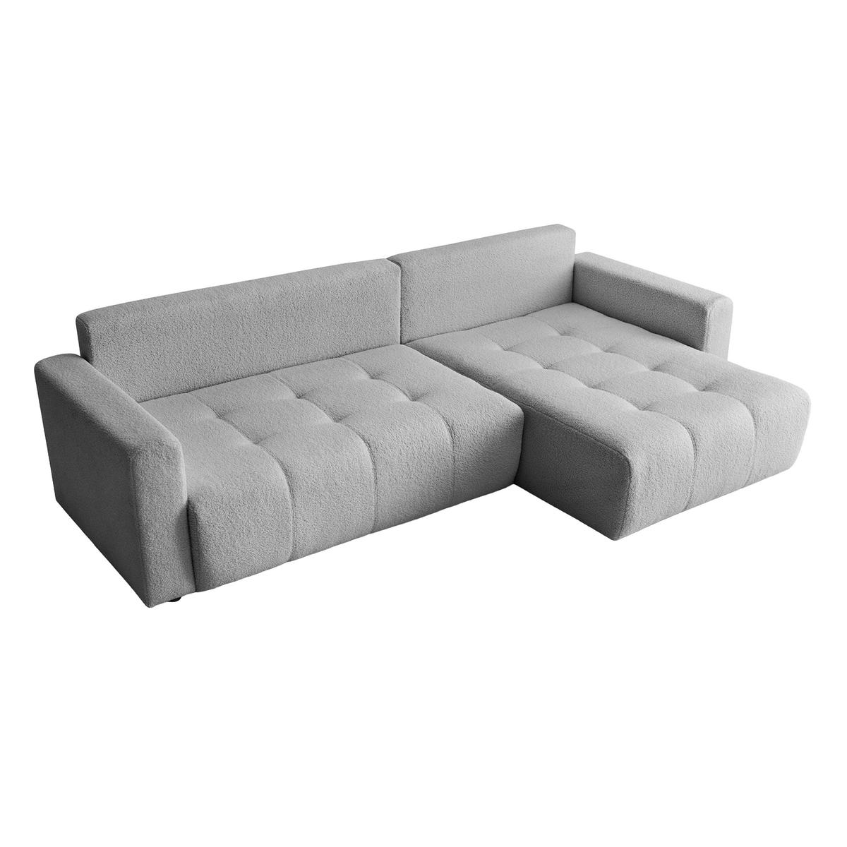 ECKSOFA WALONGO mit Schlaffunktion, Hellgrau - Hellgrau, Textil (261/143cm) - Fedve