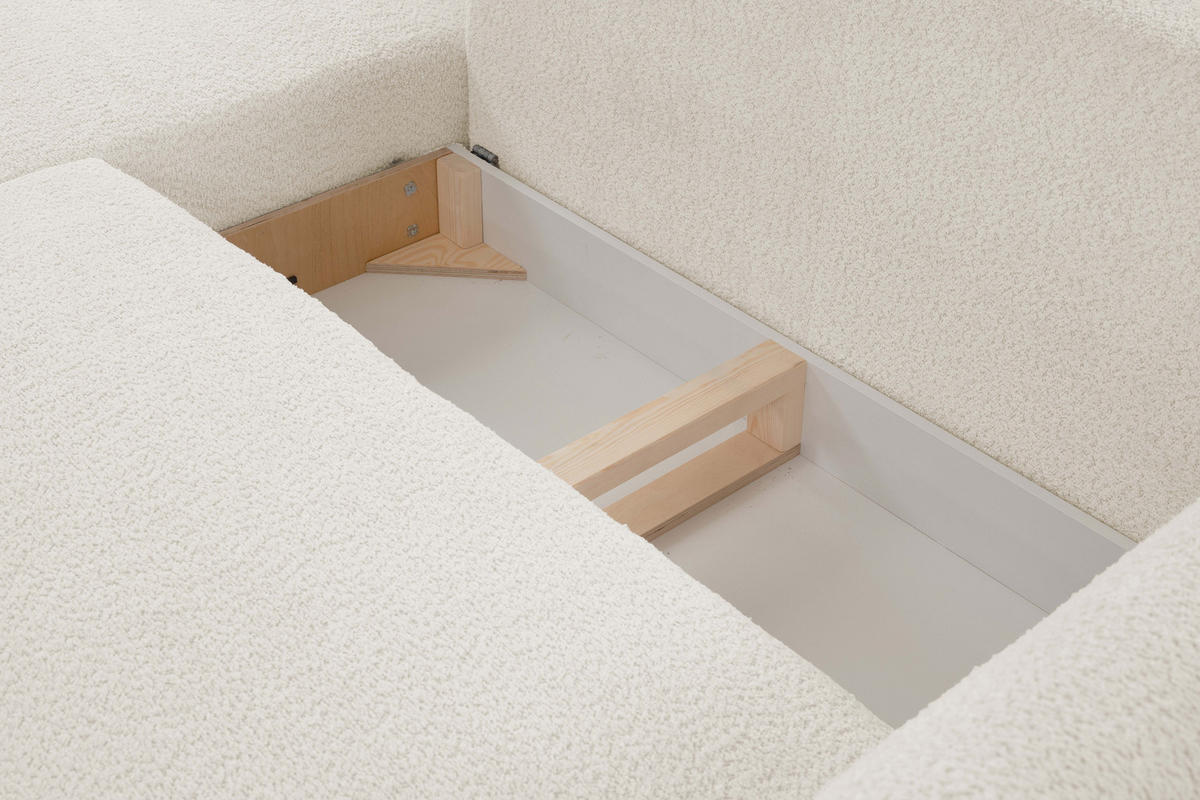 ECKSOFA ADEL mit Schlaffunktion und Bettkasten, L-förm, Metallbeine, verstellbar lose Rückenkissen, freistehend, RECHTS, 257x171x90 cm, Sand-coloured - Sandfarben, Holz/Textil (257/171cm) - DomoHome