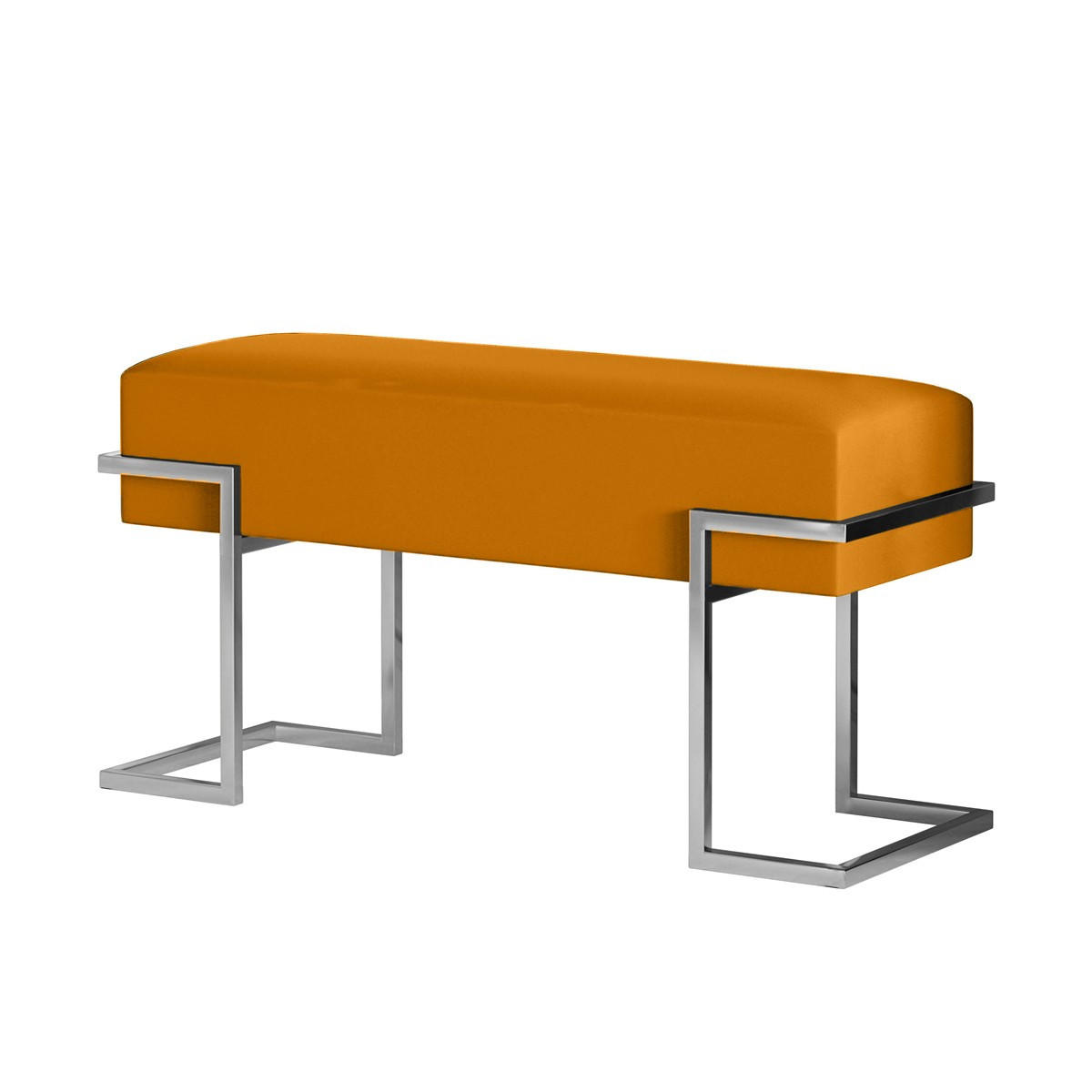 POLSTERBANK CELY 80 cm, Honig, Chromgestell, Samt - Chromfarben/Honig, Textil/Metall (80/42/34cm) - Bettso