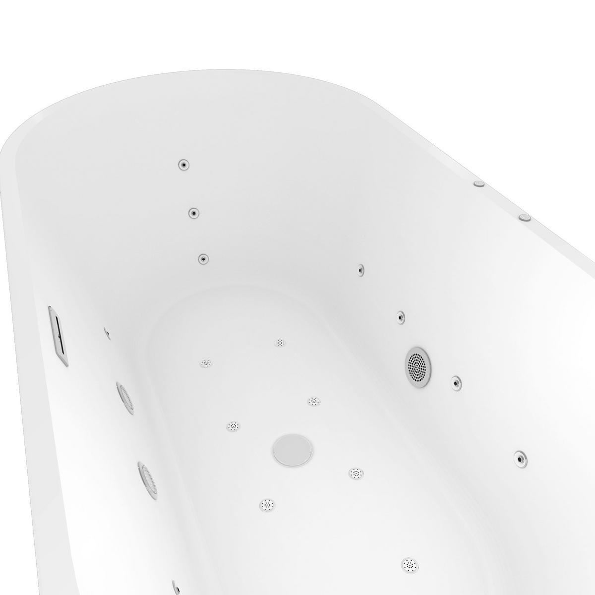 FREISTEHENDE Badewanne Wanne F26 170x80cm Whirlpool Luft & Wasser - Weiß, Glas/Kunststoff (80/58/170cm) - AcquaVapore by Sandra Jentho