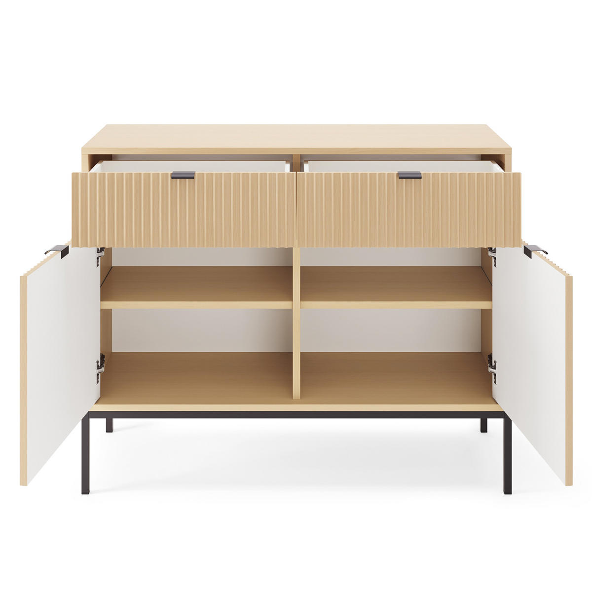 SIDEBOARD STELLARE 104x39x83 cm mit 2 Schubladen und 2 Türen Eichefarben - Braun, Holzwerkstoff (104/83/39cm) - MASSENO