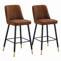 BARHOCKER 2er-Set 100 cm Tech-Stoff Braun Metall Schwarz - Dunkelbraun, Metall (45/100/42cm) - Meubliv