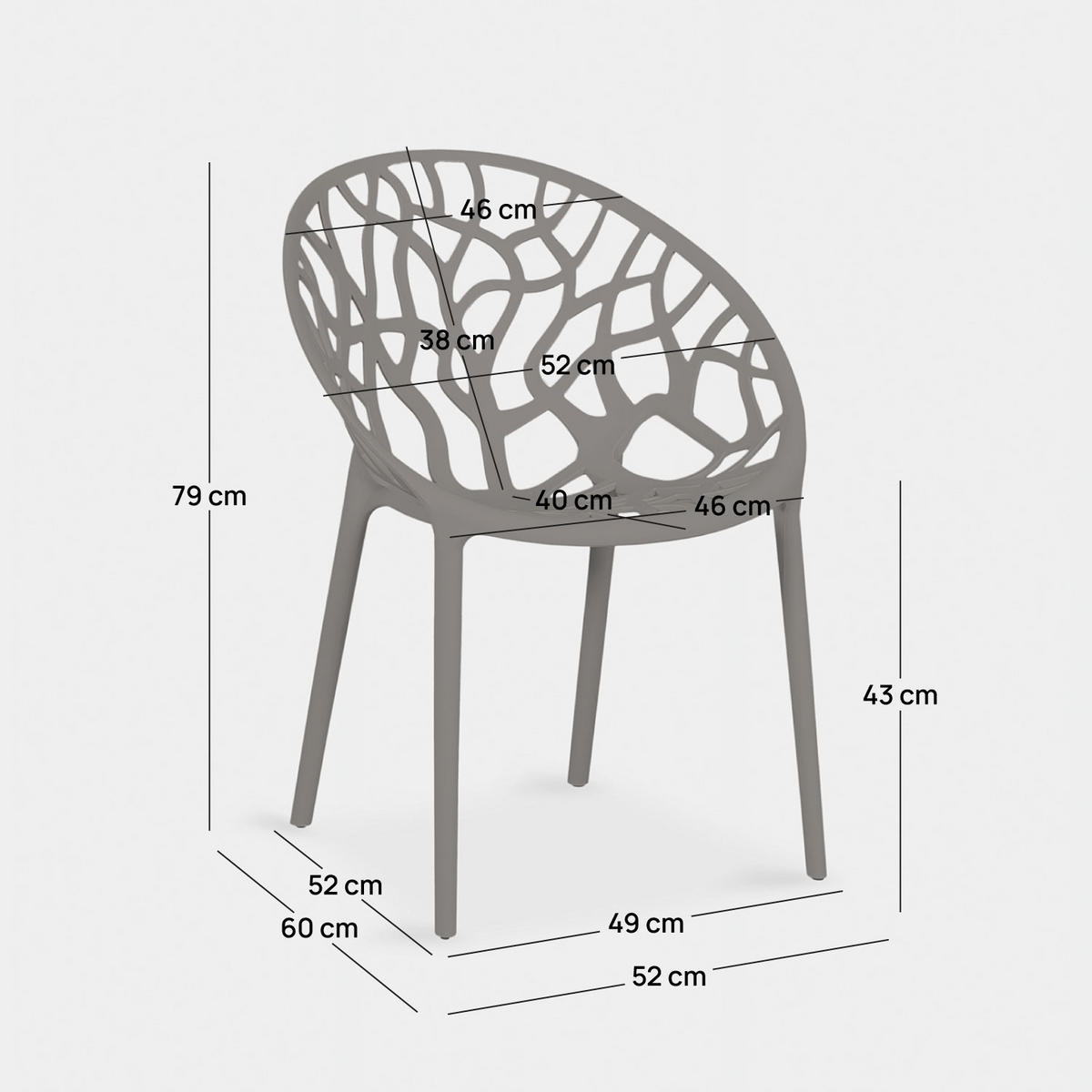 GARTENSTUHL Rhona Grau 58 cm x 79 cm 4er-Set - Grau, Kunststoff (58/79/60cm) - Klast Home