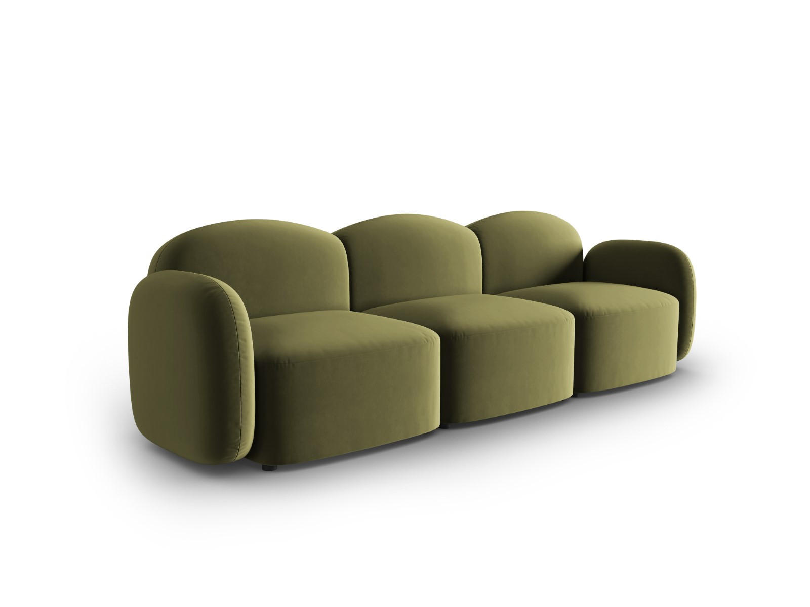 SOFA Blair aus Samt hellgrün 3 Sitzplätze - Hellgrün, Textil (87/80/272cm) - Micadoni