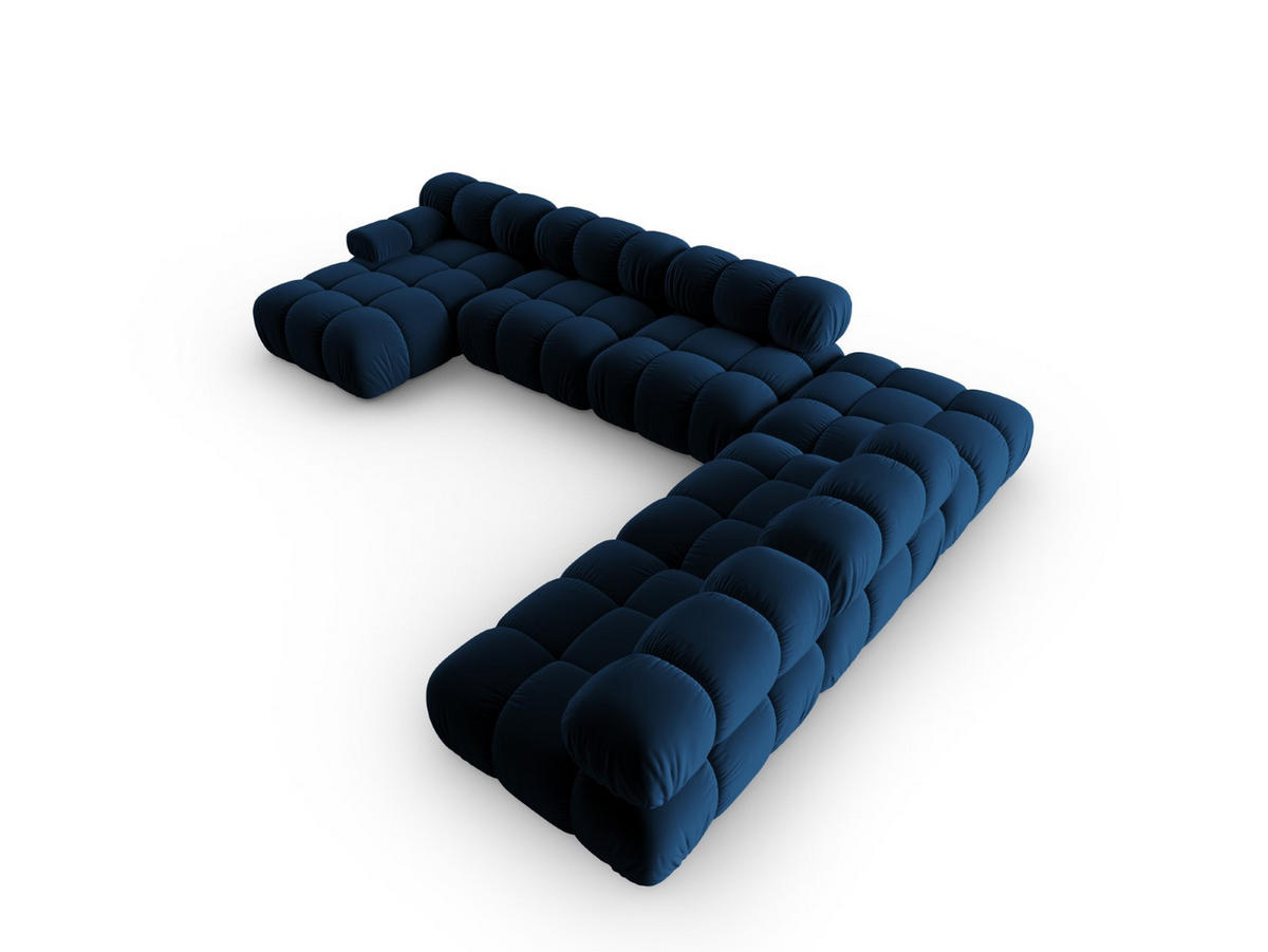 MODULARES-PANORAMASOFA rechts Bellis aus Samt königsblau 7 Sitzplätze - Blau, Textil (282/63/379cm) - Micadoni