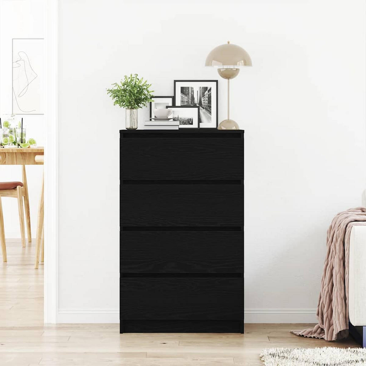 SIDEBOARD Schwarz Eichen-Optik 60/35/98,5 Cm Holzwerkstoff - Schwarz, Holzwerkstoff (35/98.5/60cm) - vidaXL