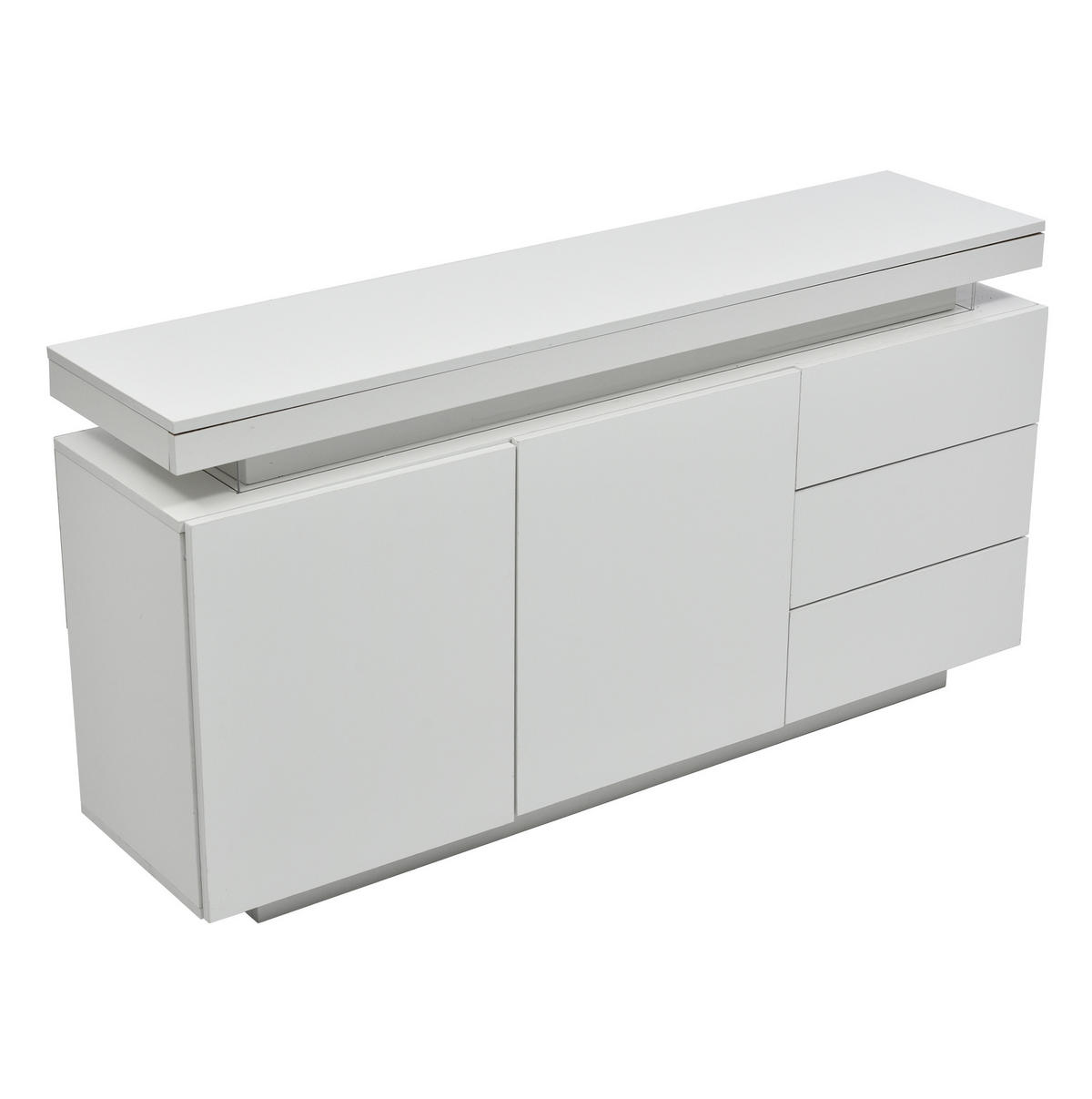 SIDEBOARD aus Spanplatte 140x35x72,5 cm Weiß mit LED-Beleuchtung, 2 Türen und 3 Schubladen - Weiß, Holzwerkstoff (140/72/38cm) - IVMEU