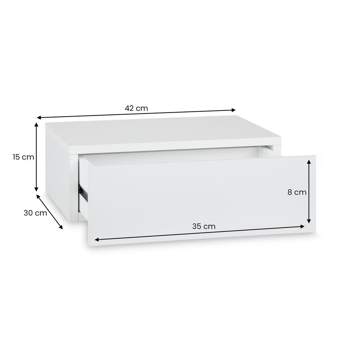 NACHTTISCH ANNE hängend - Weiß, Holzwerkstoff (42/14/30cm) - CARO-Möbel