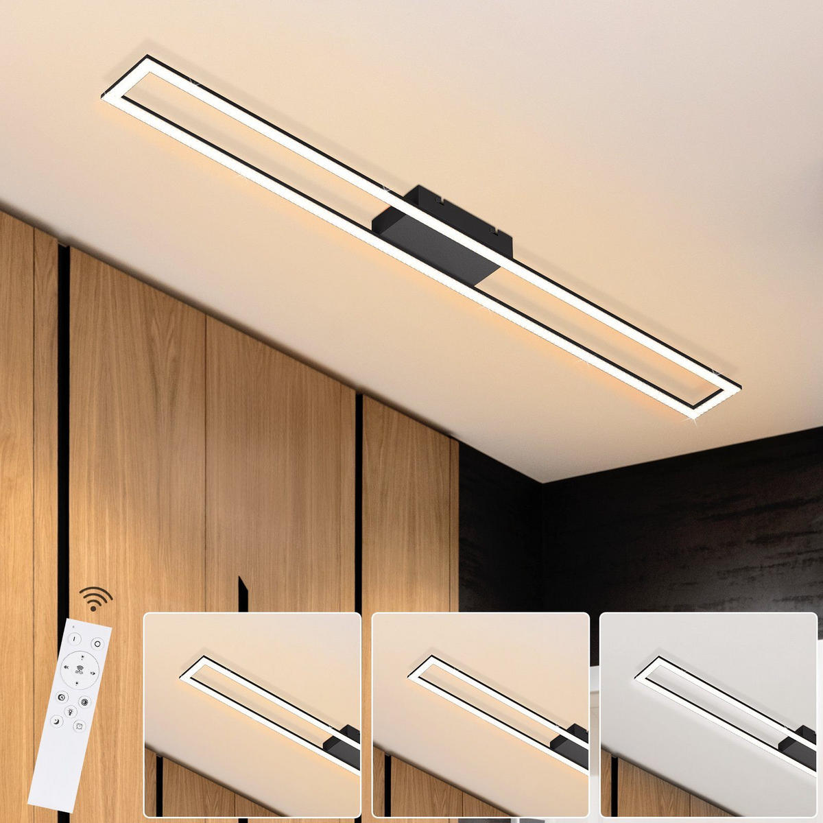 LED-DECKENLEUCHTE Helga 108/11/5 cm - Schwarz, Metall (108/11/5cm) - Nettlife