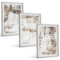BILDER SET 3er Set - 40x60 cm Silberner Rahmen - Abstrakte Muster, weiß, braun - Silberfarben, Kunststoff (40/60cm) - TULUP