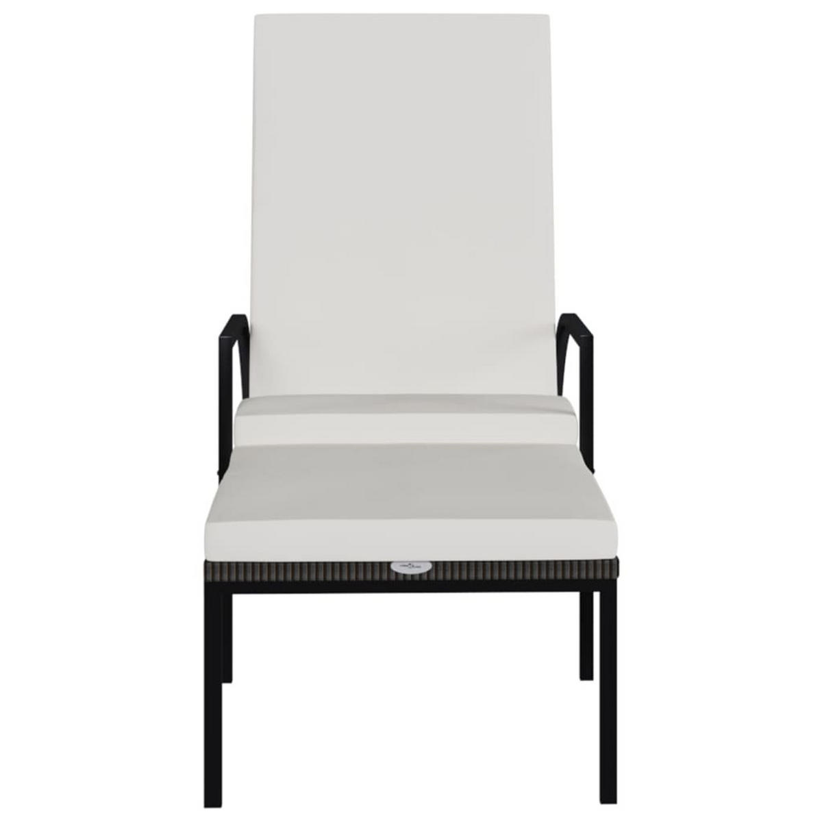 SONNENLIEGE mit Fußhocker PE-Rattan Braun - Braun, Kunststoff (60/102/195cm) - furnicato