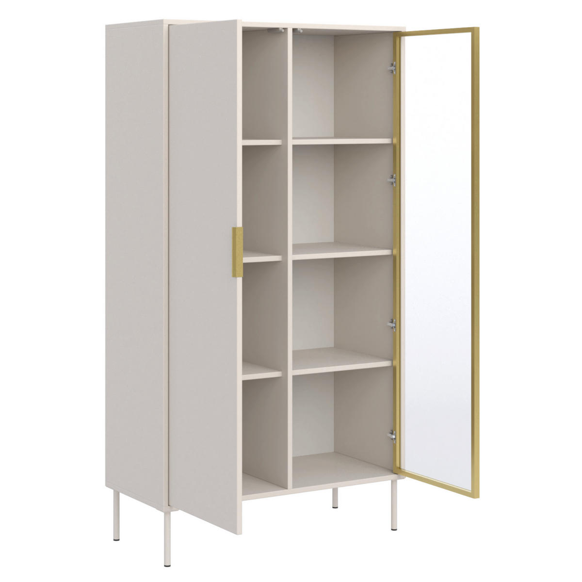 VITRINE Vena Kaschmir 90 cm - Kaschmir/Goldfarben, Holzwerkstoff/Kunststoff (90/160.2/40cm) - Selsey