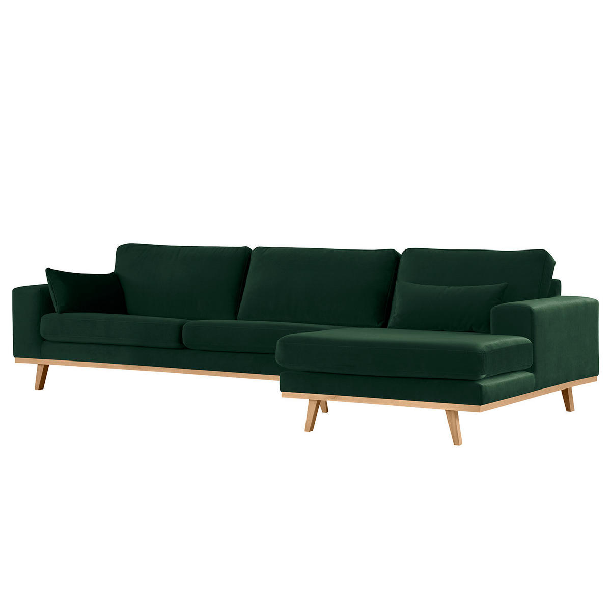 ECKSOFA mit Longchair - Buchefarben/Grün, Buchenholz/Textil (281/153cm) - home24