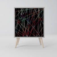 SIDEBOARD LUMINOUS SNARE, Grau, 57,5x42x77,5 cm, Schräge Buchenholzfüße - Buchefarben/Multicolor, Holzwerkstoff/Buchenholz (57.5/77.5/42cm) - SpaceRebels
