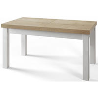 ESSZIMMERTISCH CLASSIC, ausziehbarer Tisch 160-210X90X78 cm, Farbe: HALIFAX, mit Holzbeinen in Farbe Weiß - Weiß/Naturfarben, Holzwerkstoff (160/90/78cm) - Alpi-Möbel