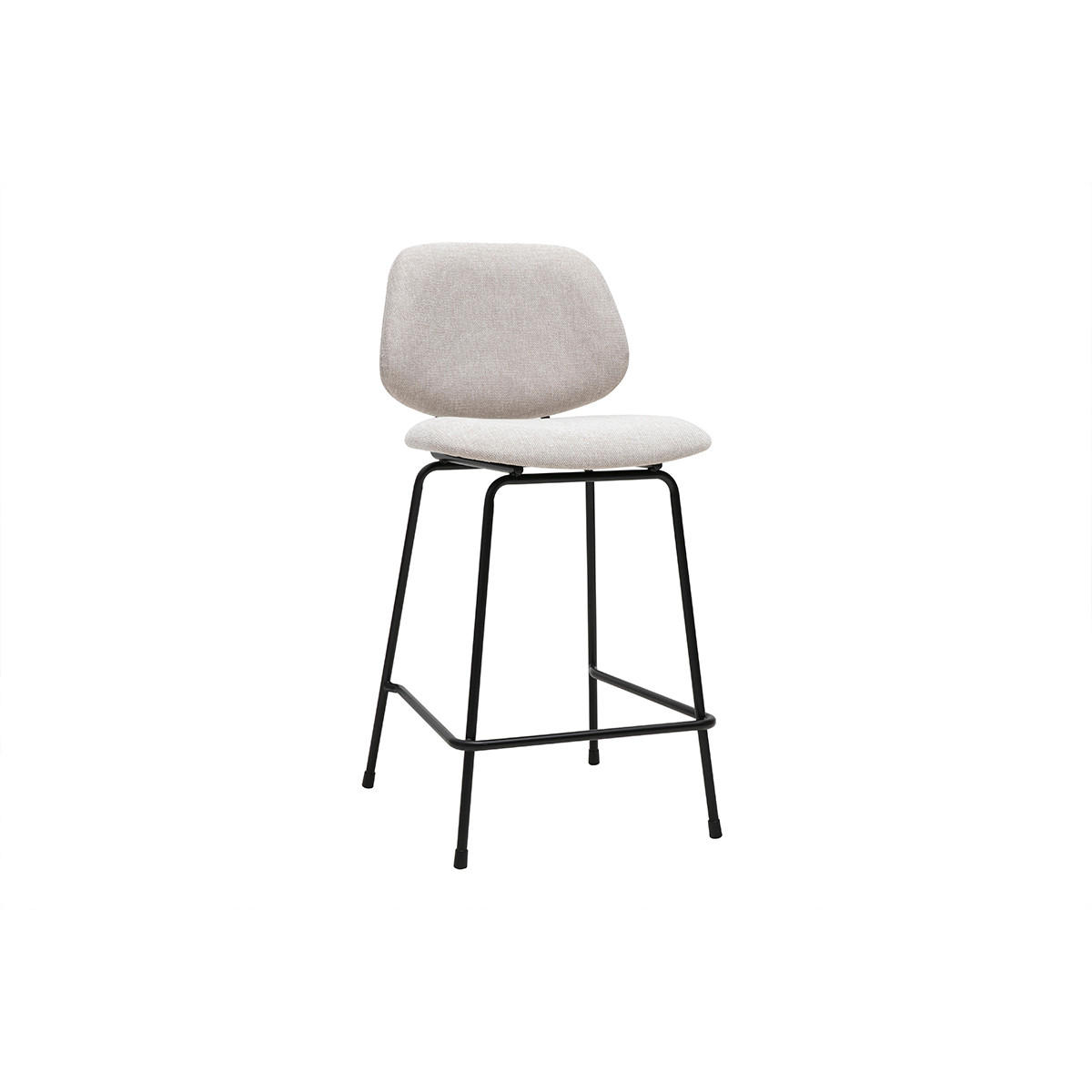 BARHOCKER aus Stoff in Samtoptik beige und Metall H66.5 cm BARNET (2er-Set) - Beige, Textil (52/94.5/46cm) - Miliboo