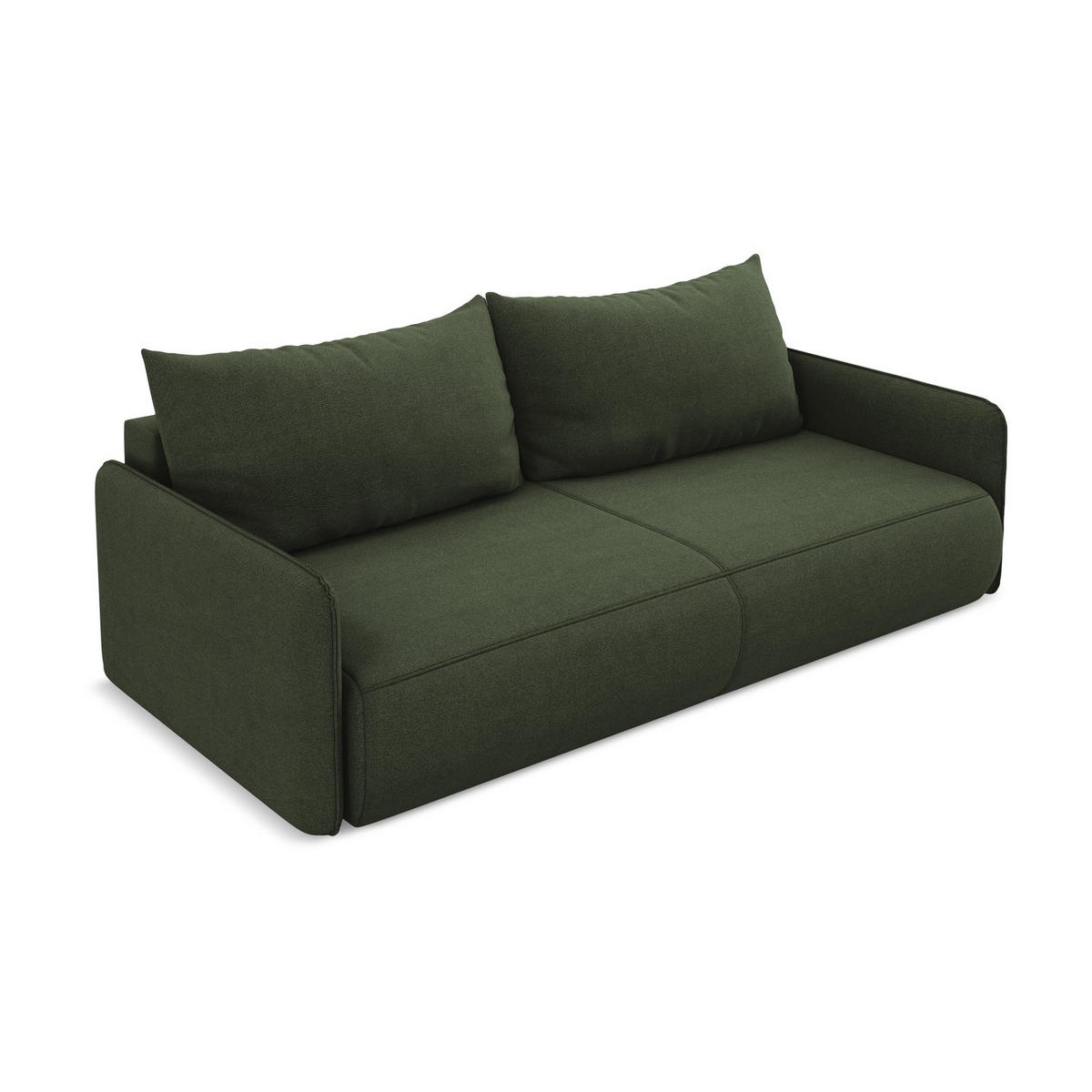 3-SITZER SOFA mit Schlaffunktion Strukturstoff Stoff Grün - Schwarz/Olivgrün, Kunststoff/Textil (216/86/105cm) - LaMiaSofa