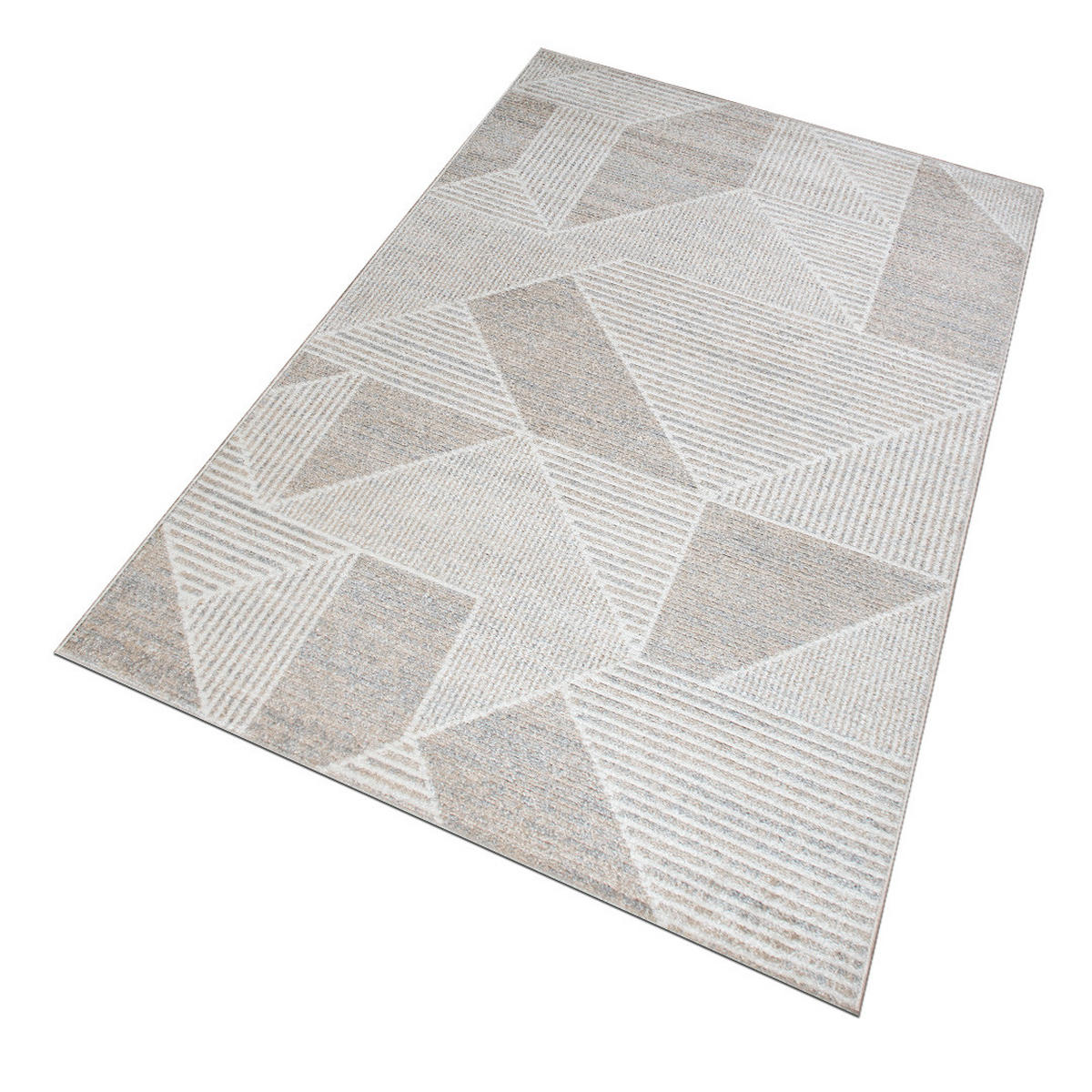 TEPPICH Harmonia geometrisches Design Dreieck Hoch-Tief-Effekt beige 160 x 230 cm - Beige/Creme, Kunststoff/Textil (160/230cm) - oKu-Tex