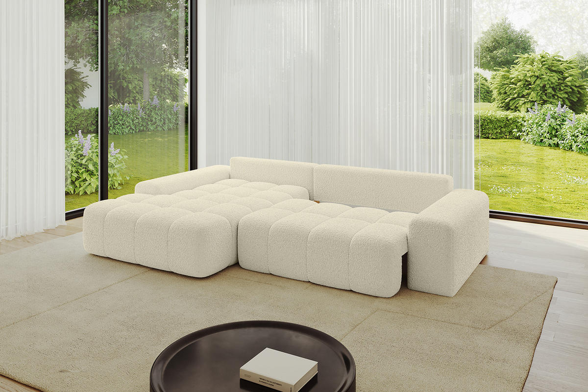 ECKSOFA Ottomane Links ENSI-L - 267x164x88 cm Creme - Creme, Holzwerkstoff/Kunststoff (267/164cm) - ALTDECOR