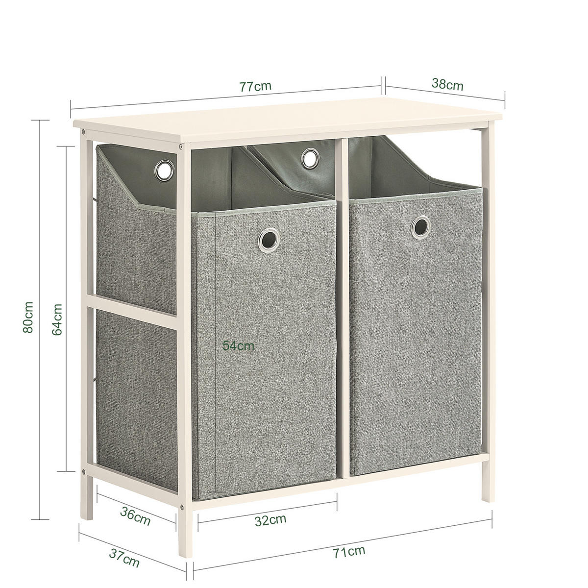WÄSCHESCHRANK Weiß - Weiß, Holzwerkstoff/Metall (77/80/38cm) - SoBuy