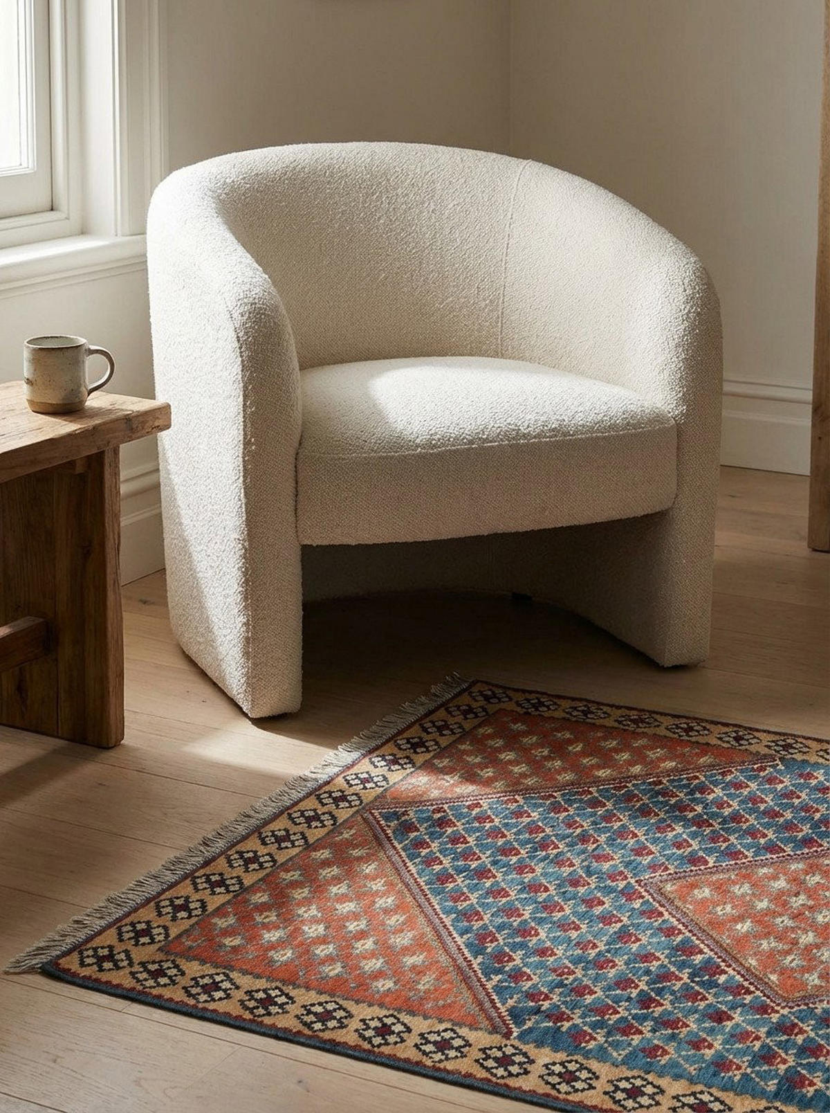 HANDWEBTEPPICH Kelim Senneh Blau 151/106 cm Schurwolle - Blau, Textil (106/151cm) - Looma