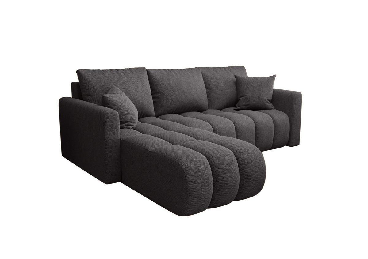 ECKSOFA GARDA links grau Strickstoff Aragon 93 - Schlaffunktion, Bettkasten - Grau, Textil (230/150cm) - Cornero
