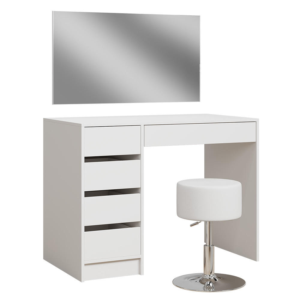 SCHMINKTISCH Thalia Weiß 100 cm mit Hocker - Weiß, Holzwerkstoff (100/75.5/50cm) - Vicco