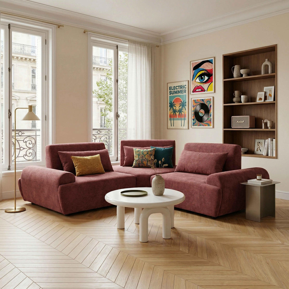 ECKSOFA 3-Sitzer, Rot - Rot, Textil (231/231cm) - Oviala