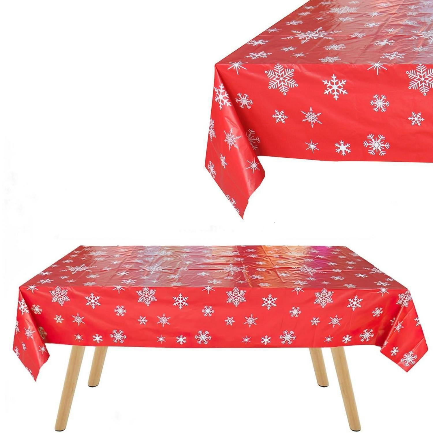 TISCHDECKE Schneeflocken Rot 137 x 274 cm - Rot, Kunststoff (5/2/1.5cm)