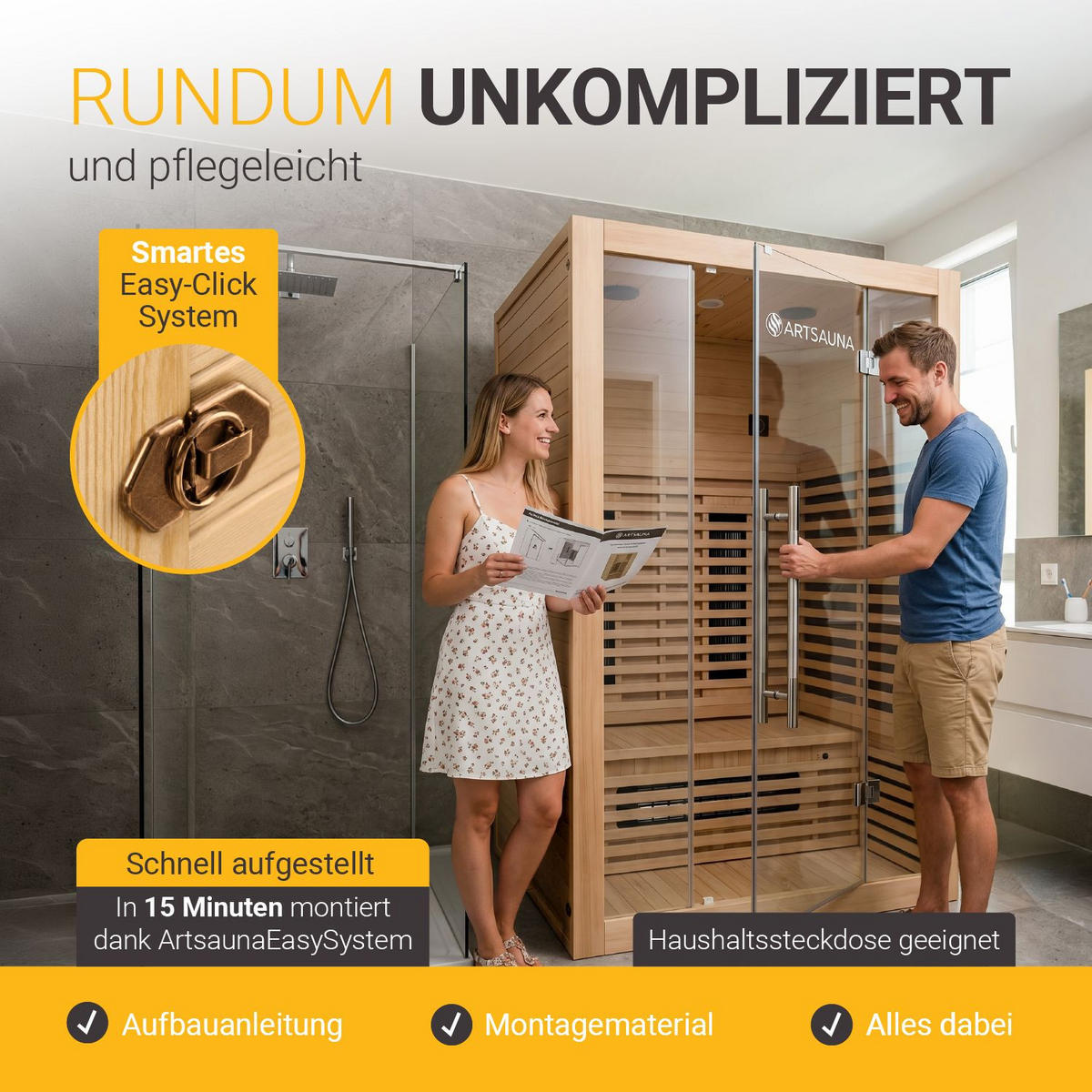 INFRAROTKABINE Trondheim120 natur mit Dual-Technologie & Hemlockholz - Naturfarben, Holz (105/190/120cm) - Artsauna