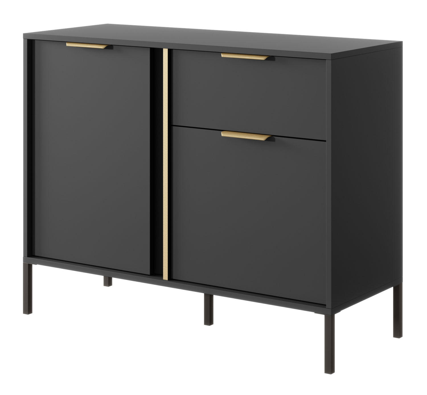 SIDEBOARD Lars anthrazit / gold 103,3 / 39,5 / 81,4cm - Anthrazit, Holz/Holzwerkstoff (103.3/81.4/39.5cm) - Feldmann-Wohnen