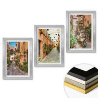 WANDBILDER 3er Set - 20x30 cm Silberner Rahmen - Straßen, Blumen, italienisches Flair - Silberfarben, Kunststoff (20/30cm) - ArtPrintCave