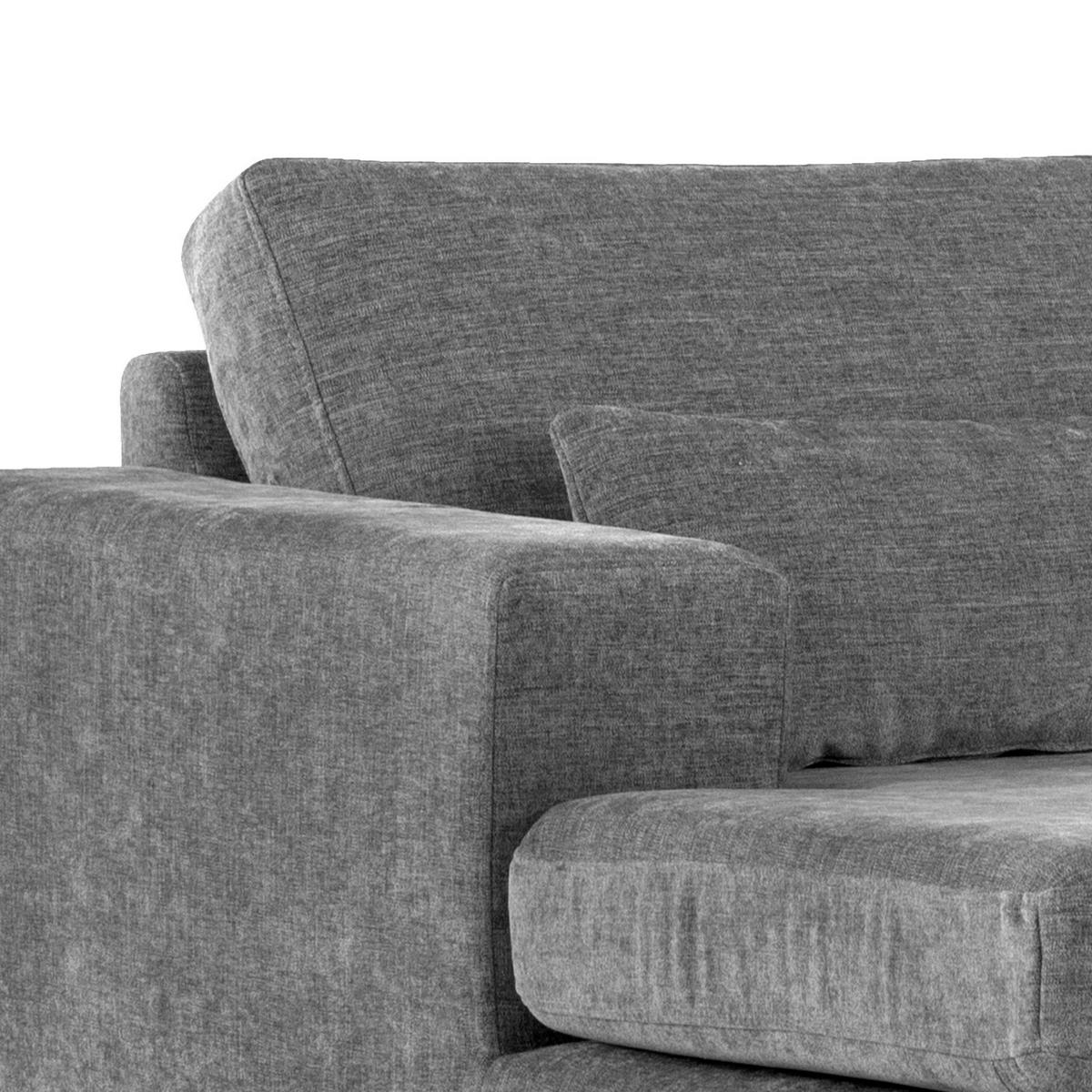 WOHNLANDSCHAFT mit Longchair - Eichefarben/Dunkelgrau, Eichenholz/Textil (371/81/219cm) - home24