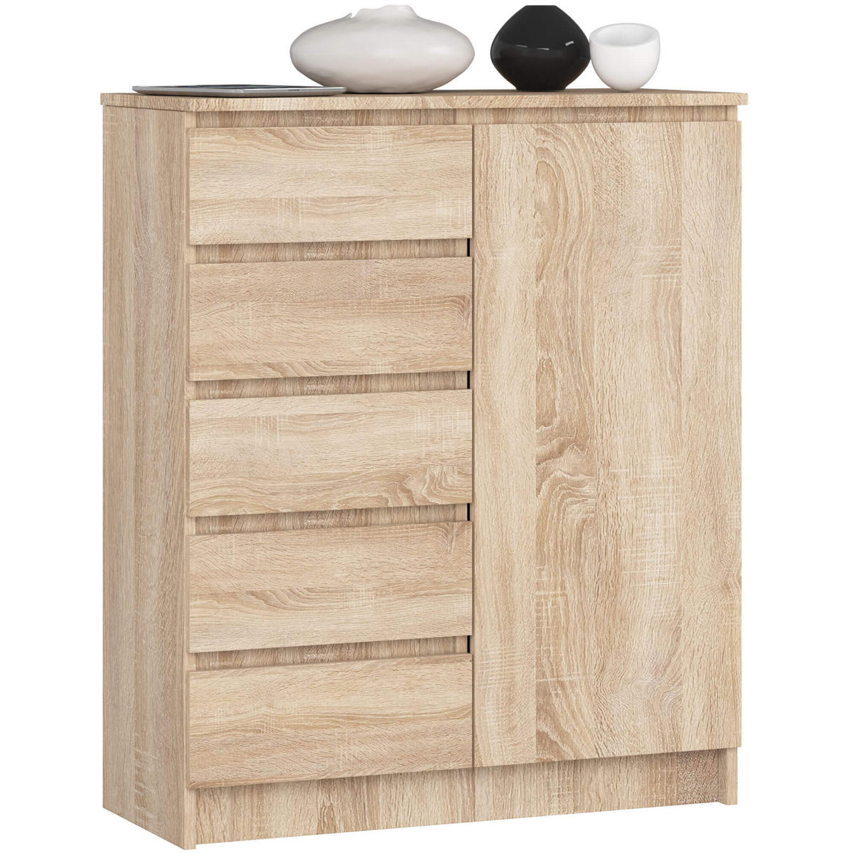 KOMMODE Sonoma-Eiche 80x35x97 cm - Sonoma Eiche, Holzwerkstoff (80/97/35cm) - Akord