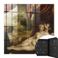 SCHLÜSSELBOX Schwarz 30x30 cm- Türöffnung nach rechts - Tizian: Venus und der Lautenspieler - Braun, Metall (30/30/5cm) - TULUP