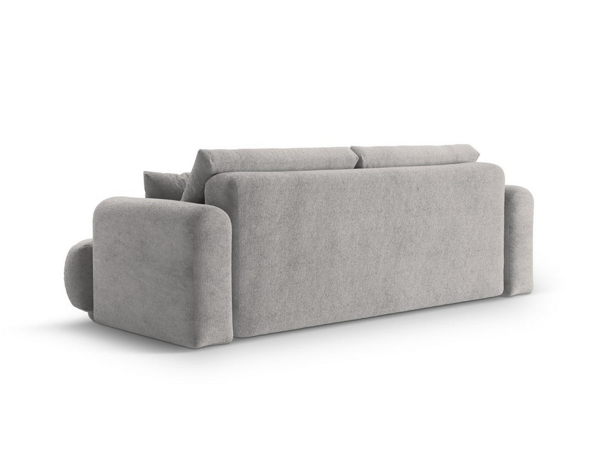 SOFA ausklappbar mit Bettkasten Ella aus strukturiertem Stoff dunkelbeige 3 Sitzplätze - Mokka, Textil (108/94/271cm) - Micadoni