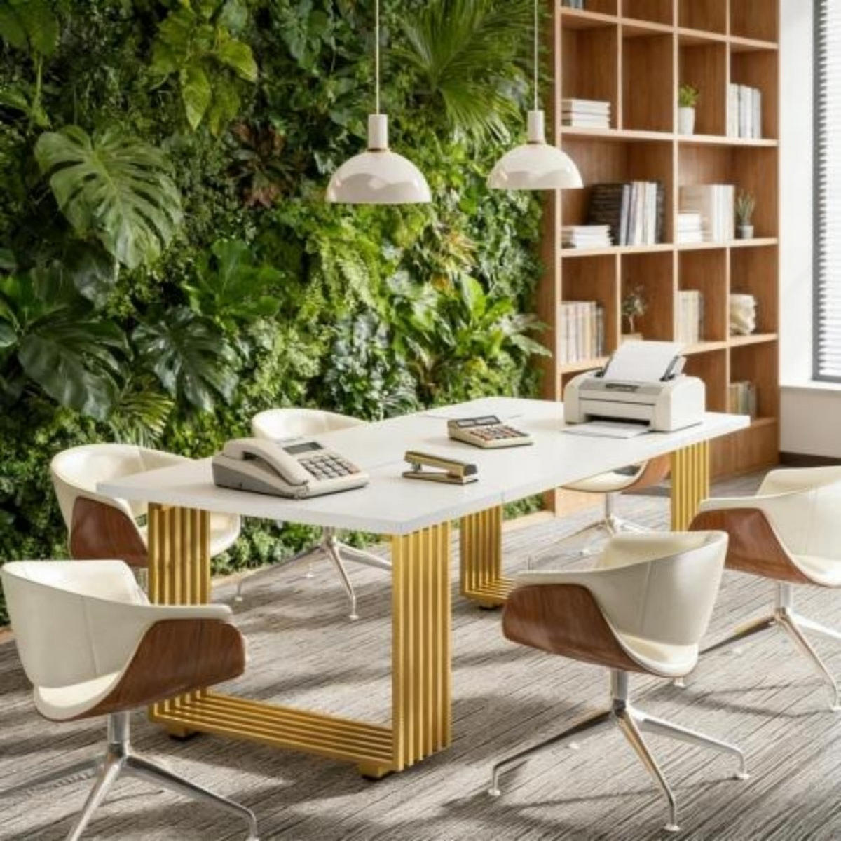 SCHREIBTISCH 180 x 79 x 78 cm Holz Metall White Gold - Weiß, Metall (180/79/79cm) - Meubliv