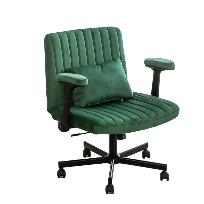 DREHSTÜHLE Samt höhenverstellbar Klapparmlehnen Rollen - Grün, Metall (25.2/33/21.5cm) - SHOPENTRA