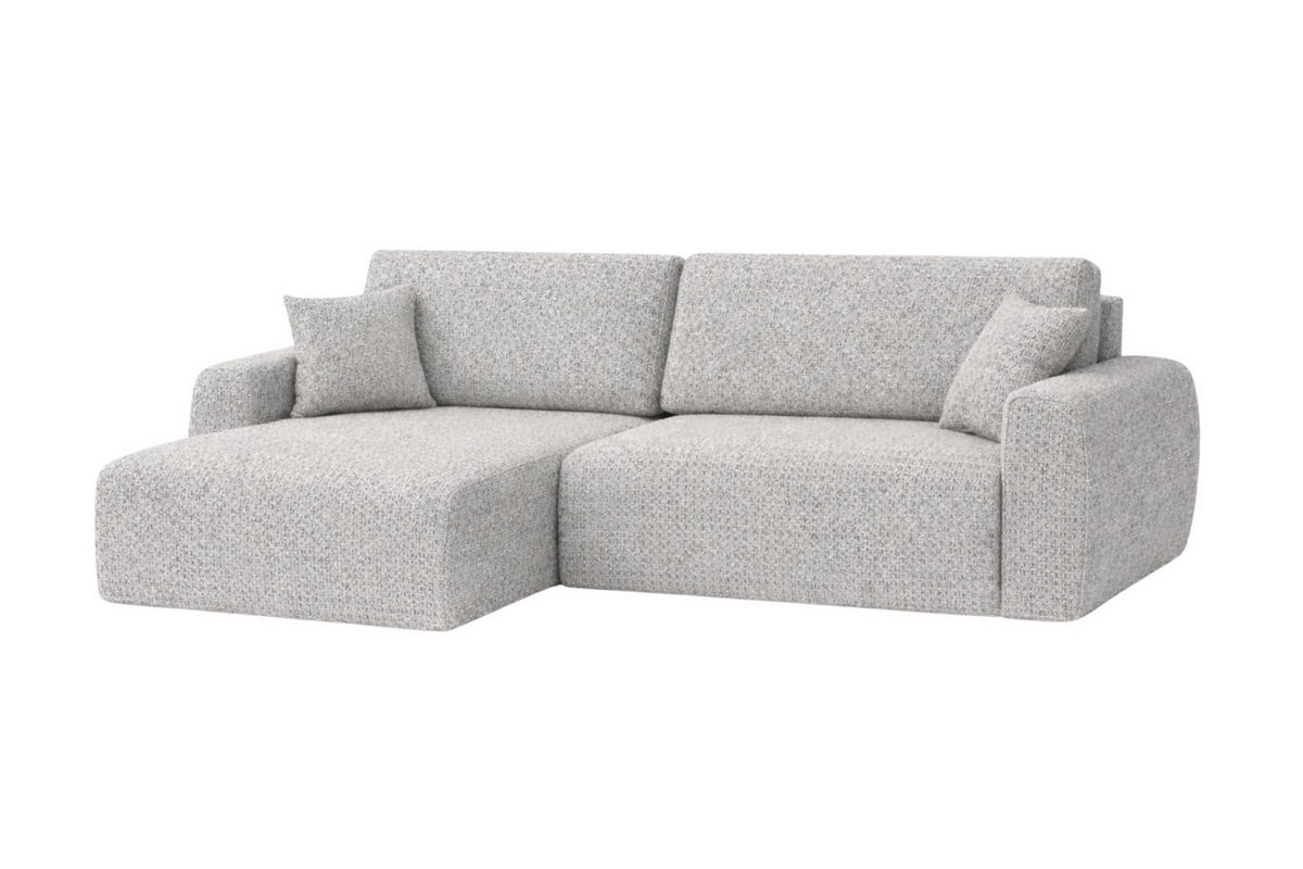 ECKSOFA Mit Schlaffunktion, Ariel XL, Chenille-Stoff, Stoff Artico, Nata, Links - Beige, Holz (280/142cm) - Kaiser Möbel