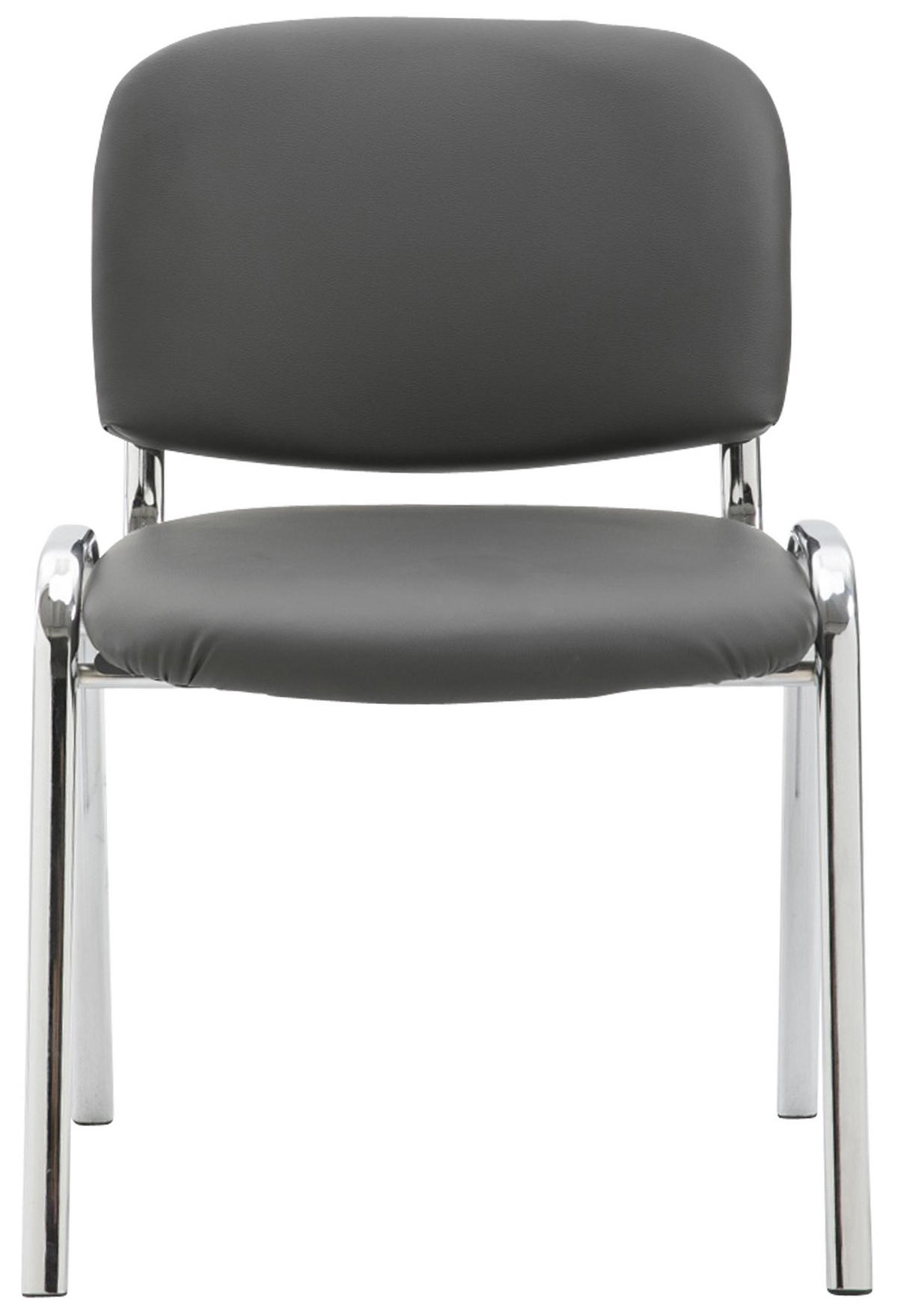 BESUCHERSTUHL Lederlook grau - Chromfarben/Grau, Textil/Metall (54/79/48cm) - CLP
