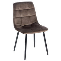 ESSZIMMERSTUHL Atina Samt, Gestell Metall Schwarz Braun - Schwarz/Braun, Textil/Metall (45/84/55cm) - TPFLiving