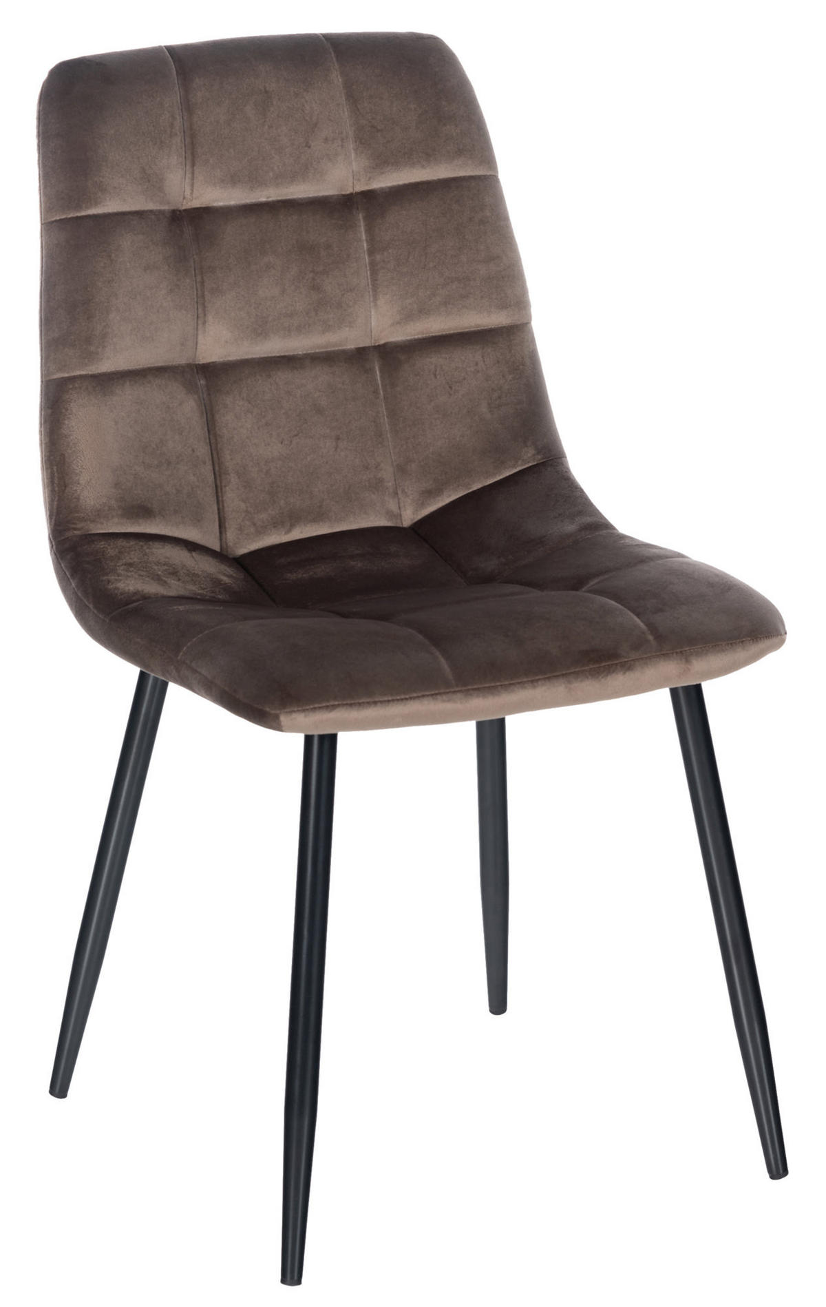 ESSZIMMERSTUHL Atina Samt, Gestell Metall Schwarz Braun - Schwarz/Braun, Textil/Metall (45/84/55cm) - TPFLiving