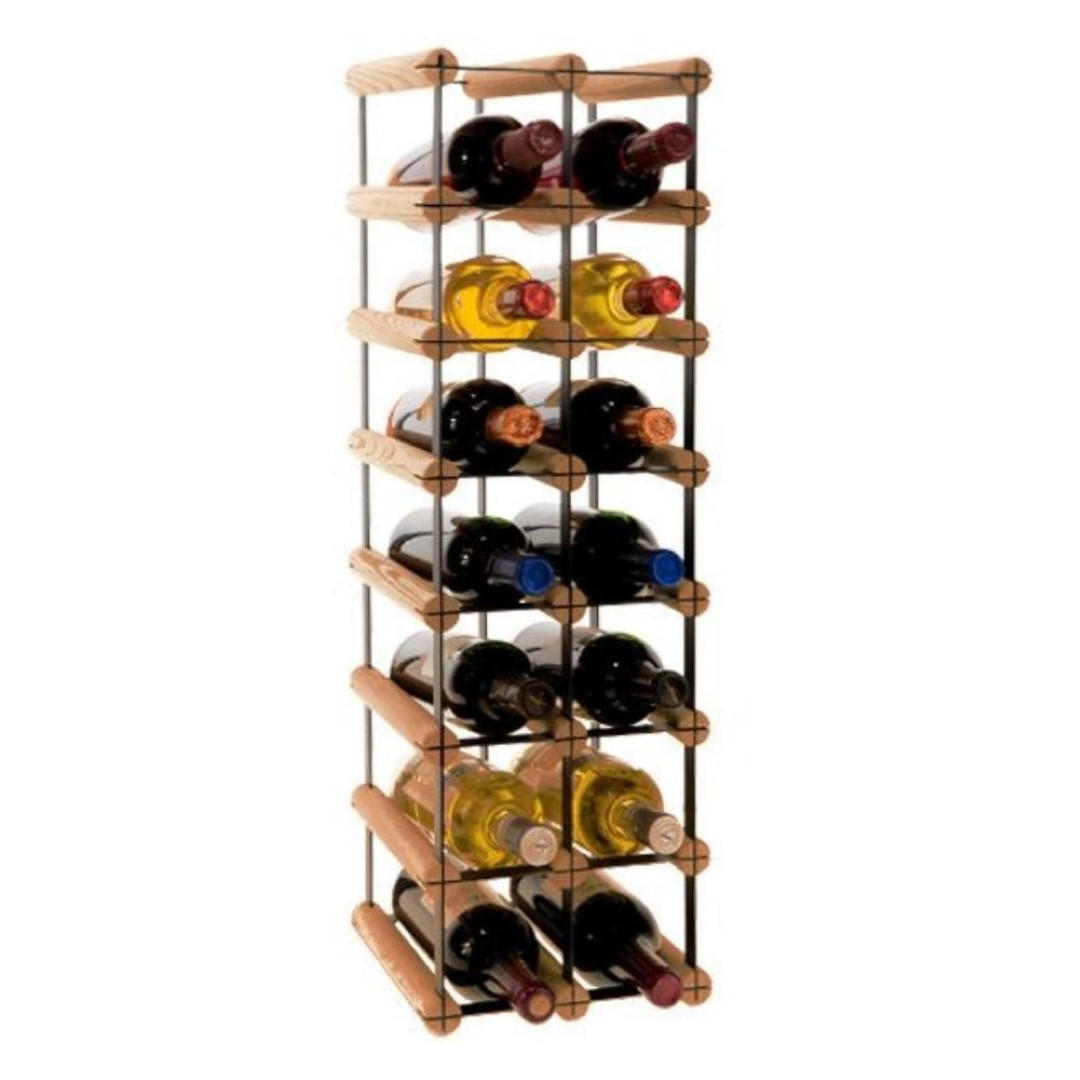 WEINREGAL Vinotega Mod Metal 72,5x22,5x24,5 cm 2x7 Flaschen Massives Kiefernholz Braun Geölt - Braun, Holz (22.5/72.5/24.5cm) - PROREGAL