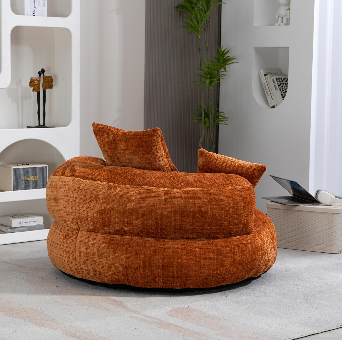 SITZSACK Chenille 108 x 108 x 52 cm Orange - Orange, Kunststoff (108/52/108cm) - Beauniv