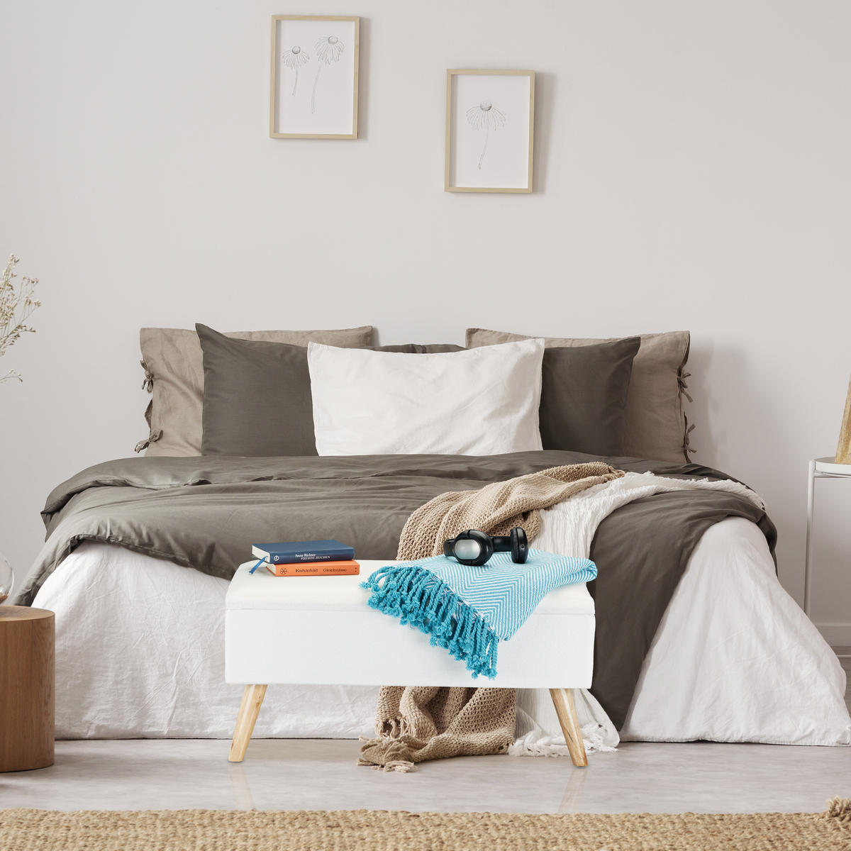 SITZBANK - Anthrazit, Holz/Holzwerkstoff (79.5/39.5/39.5cm) - Relaxdays