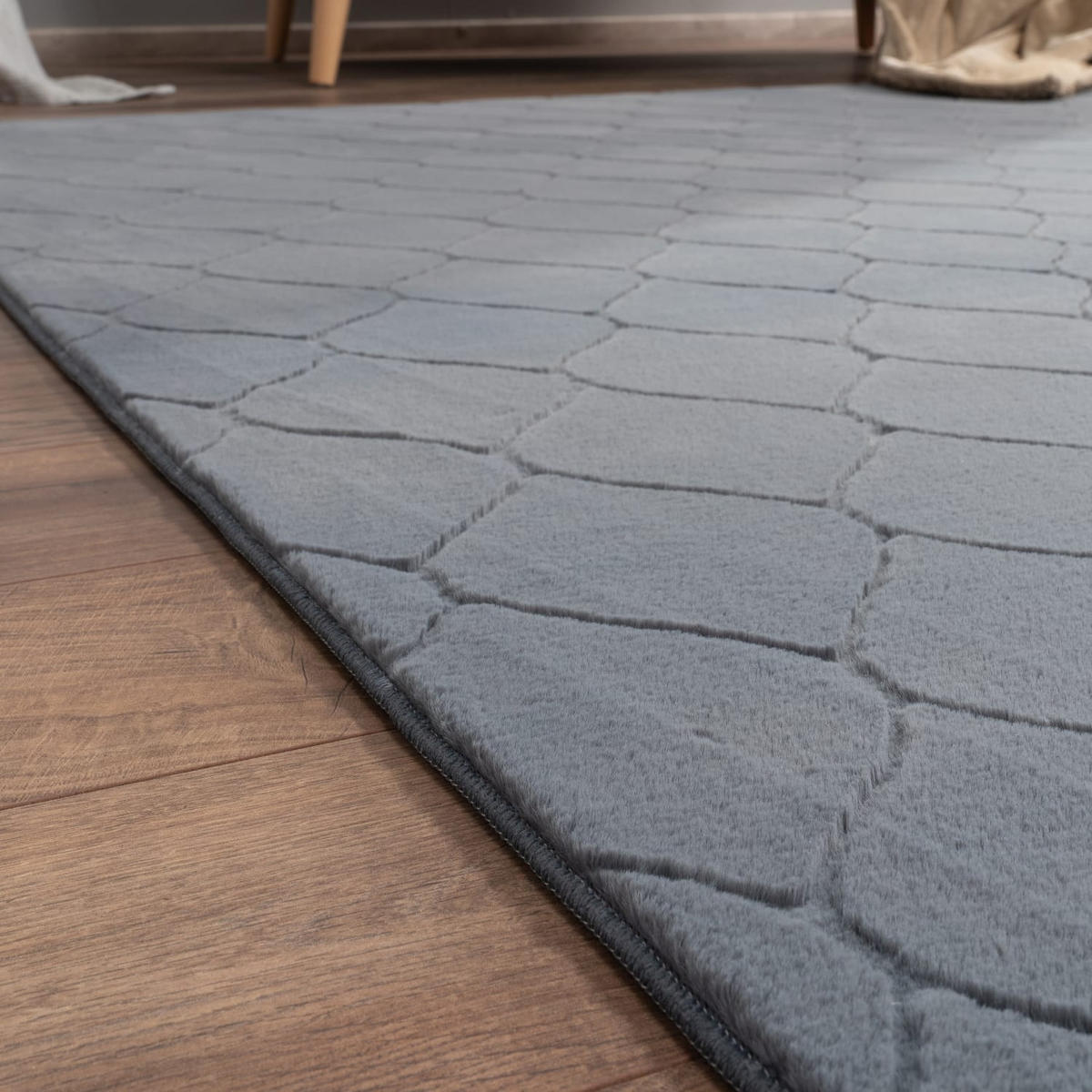 KURZFLORTEPPICH 60/100 cm Lelystad 522 - Anthrazit, Kunststoff (60/100cm) - Paco Home