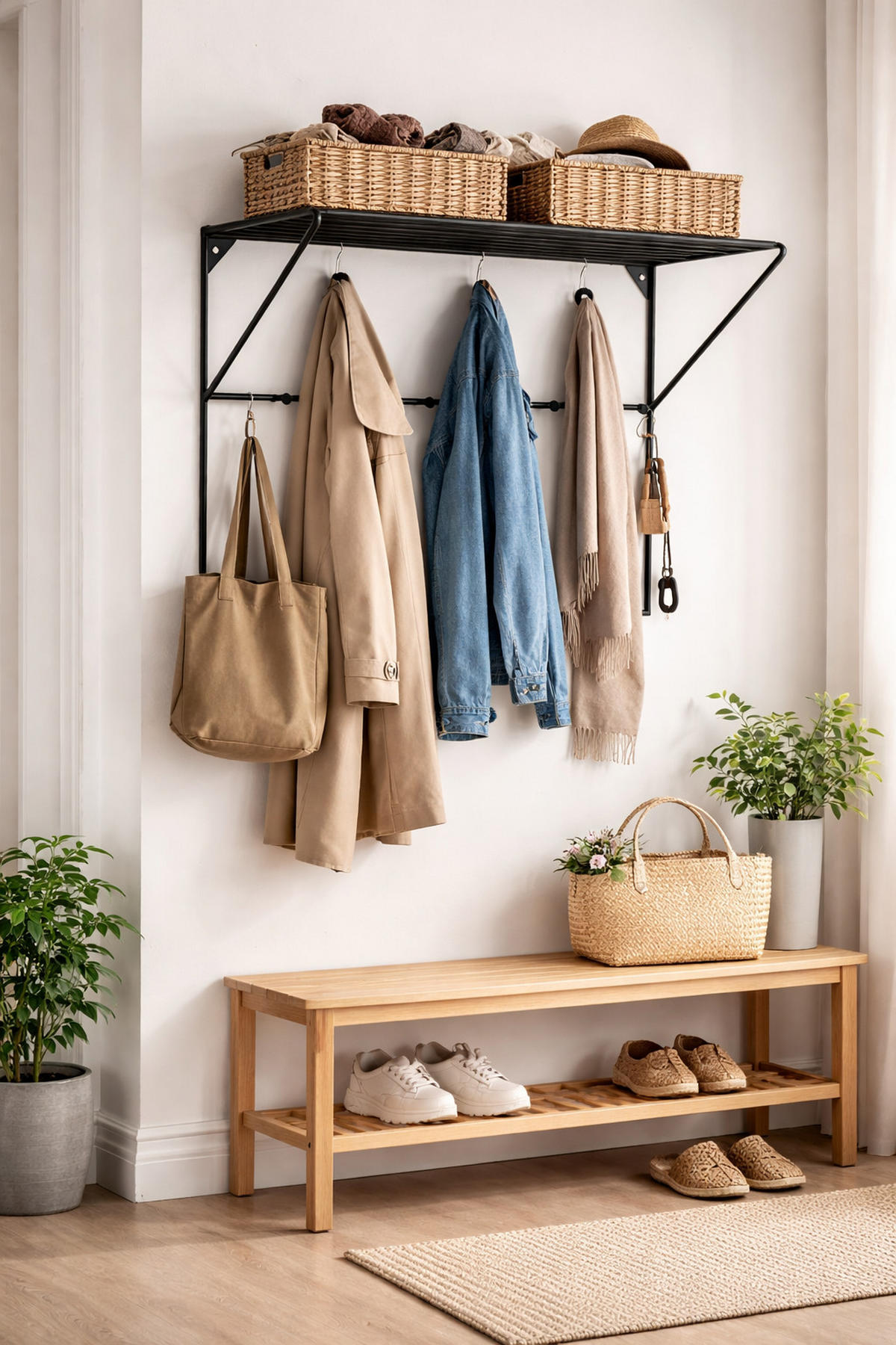 KLEIDERABLAGE Jasmin Schwarz - Schwarz, Metall (80/60/32cm) - LOFT42