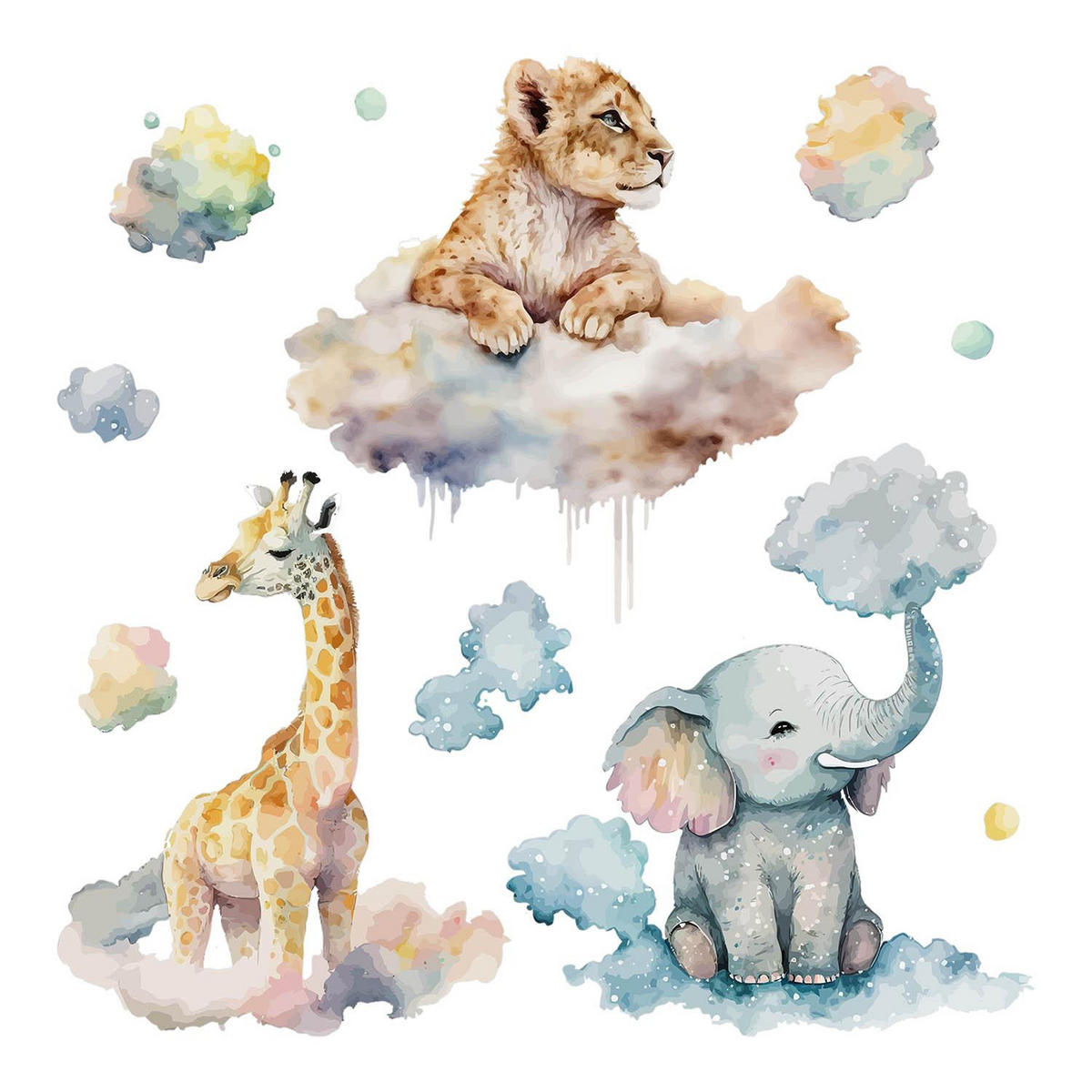 WANDAUFKLEBER 130x207cm - Wildtiere - Multicolor, Kunststoff (130/207/0.1cm) - Wallfluent