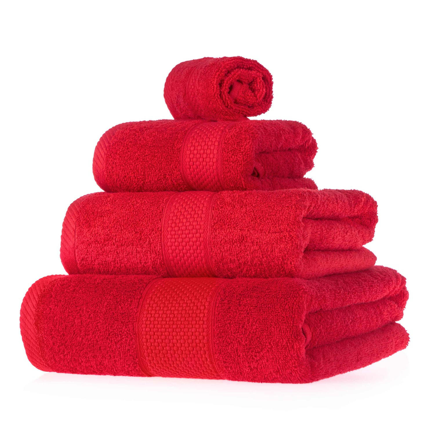 FROTTIERSET Essential 4-teilig rot - Rot, Textil (100/150cm) - Homescapes